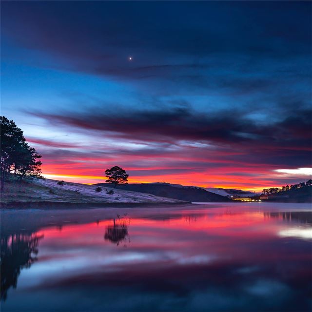 2732x2732 sunset clouds reflection in lake 8k -  iPad Pro Wallpaper