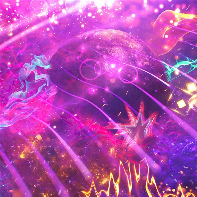 2732x2732 nebula neon colors fractal glitch pattern waves 4k - artist iPad Pro Wallpaper