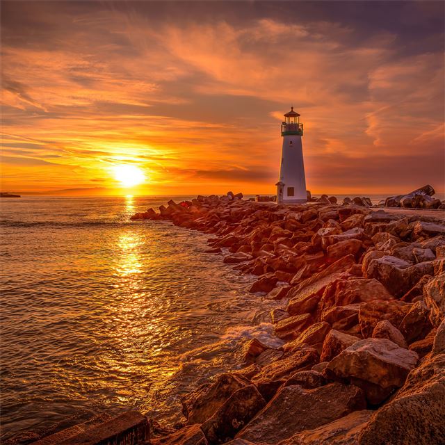 2732x2732 lighthouse sunrise and sunset 4k - sunset iPad Pro Wallpaper