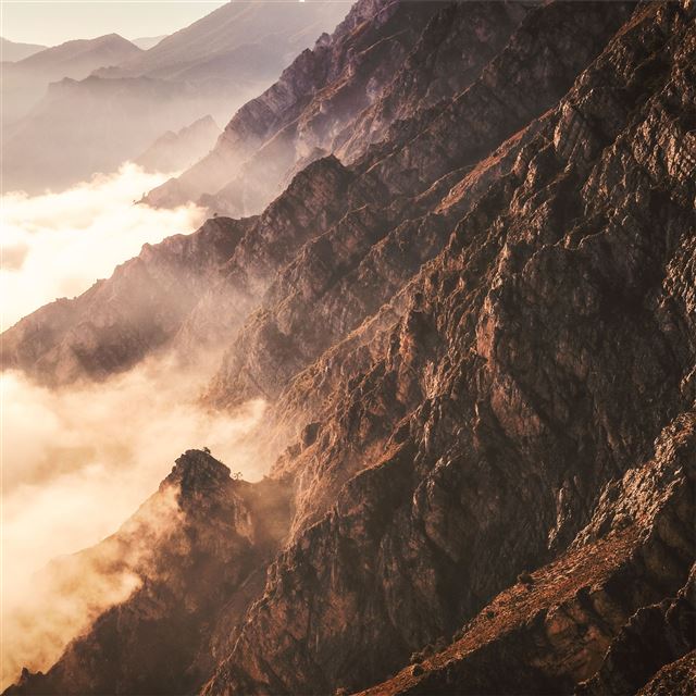 1024x1024 sea of clouds below mountains 5k - mountains iPad Wallpaper
