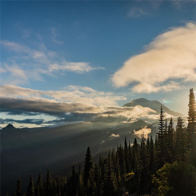 1024x1024 sunset on mt rainier naches peak loop - 4k iPad Wallpaper