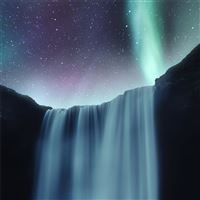 waterfall aurora northern lights 4k wallpaper