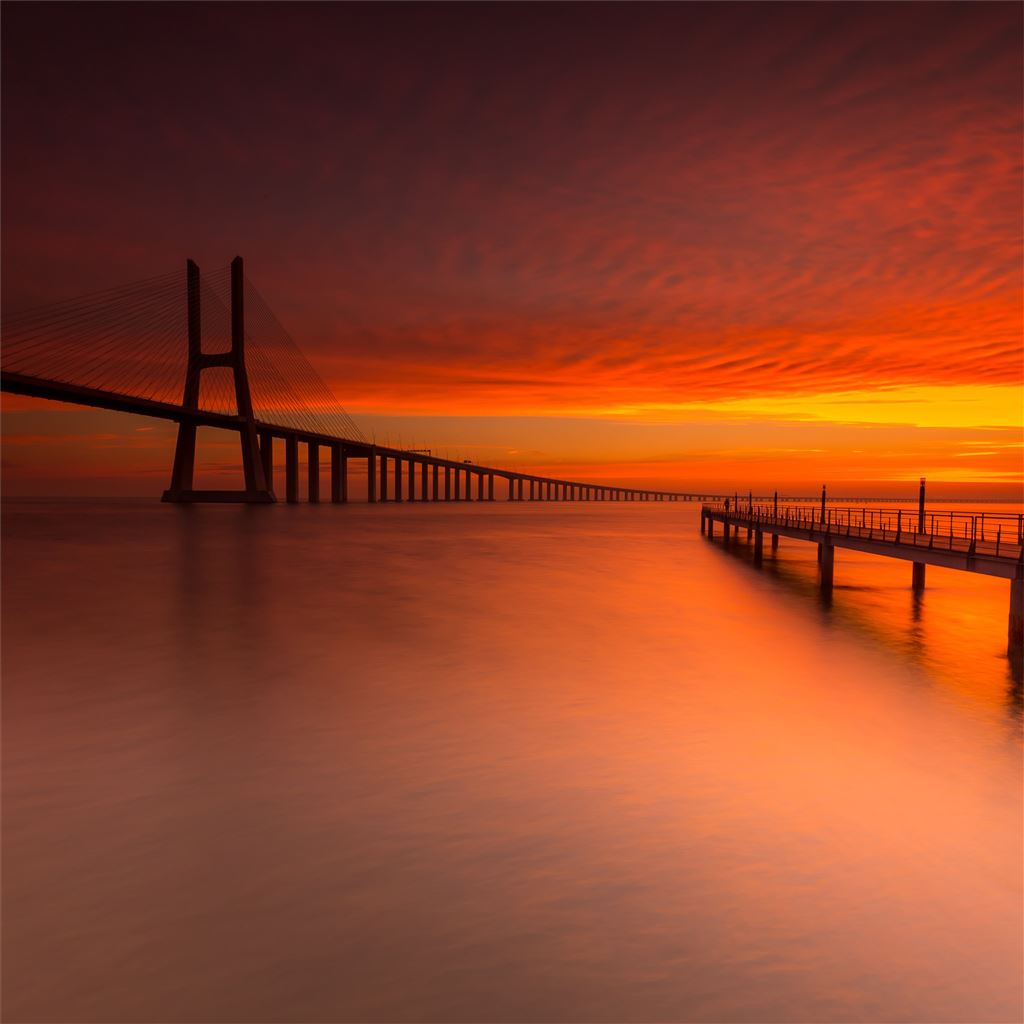 bridge sunset 5k iPad Wallpapers Free Download