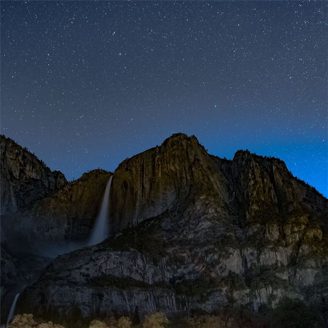 1024x1024 rocks glow mountains sky full of stars 5k - rocks iPad Wallpaper