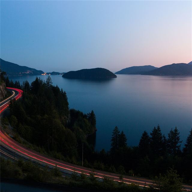 1024x1024 highway golden hour long exposure 5k - light iPad Wallpaper