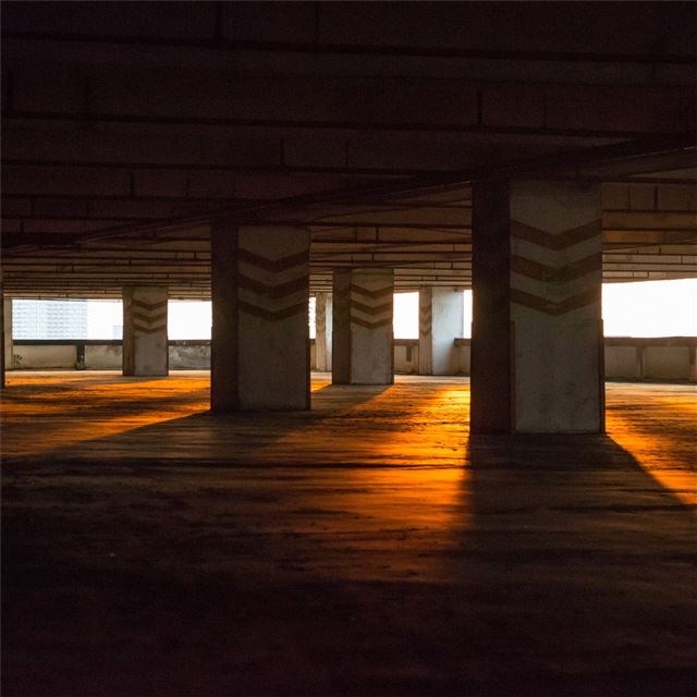 1024x1024 parking lot empty silent morning sunbeams - 5k iPad Wallpaper