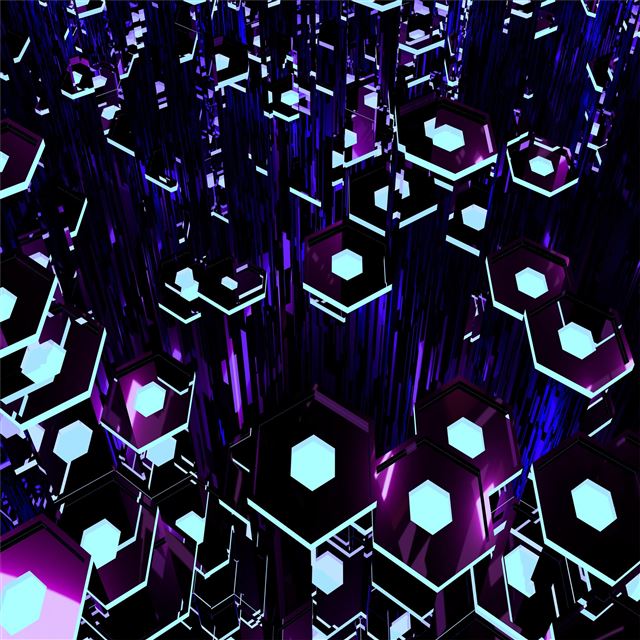 1024x1024 deep purple tron hexagons 8k - deviantart iPad Wallpaper