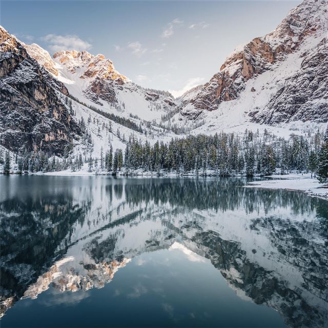 1024x1024 snow covered mountains 8k - 5k iPad Wallpaper