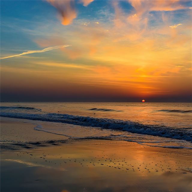 2732x2732 sunrise huntington beach state park 4k - ocean iPad Wallpaper