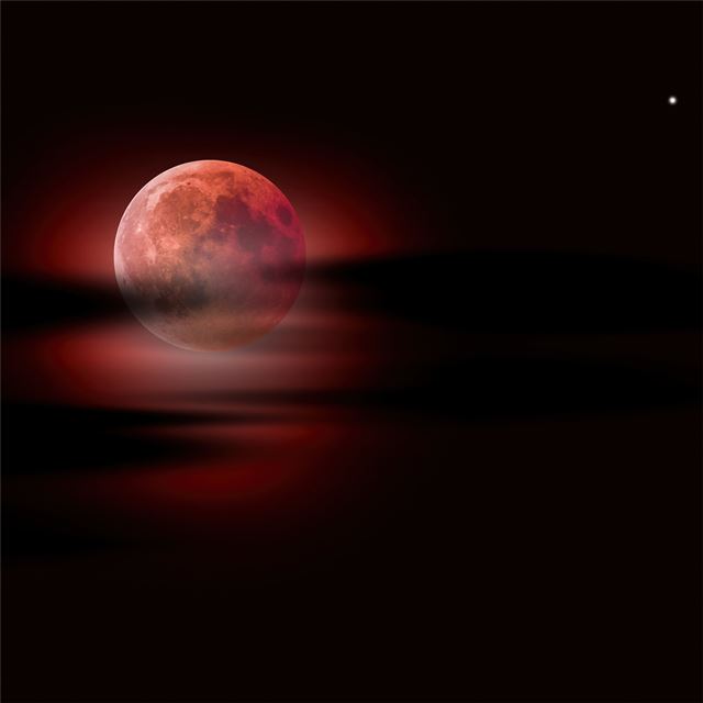 2732x2732 moon clouds night sky red moon 5k - 5k iPad Wallpaper