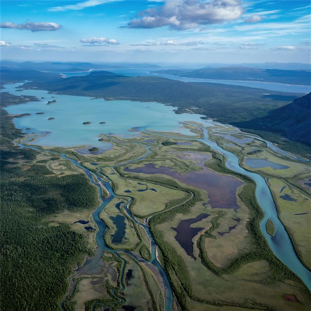 1024x1024 aerial view green mountains 8k -  iPad Wallpaper