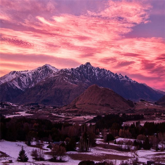 1024x1024 queenstown sunrise 5k -  iPad Wallpaper