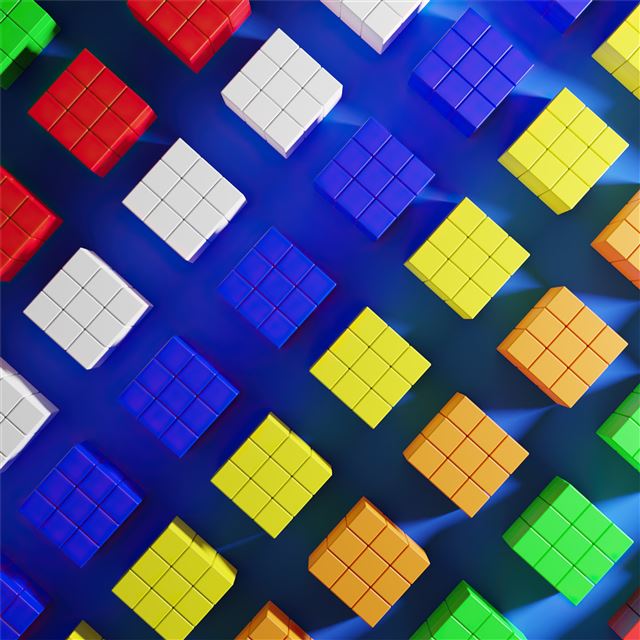 1024x1024 colorful cubes minimal 4k -  iPad Wallpaper