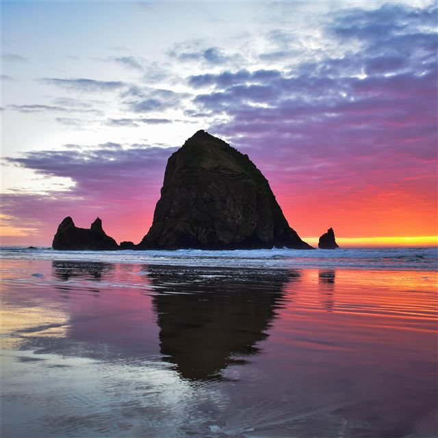 1024x1024 cannon beach sunset 5k - 5k iPad Wallpaper