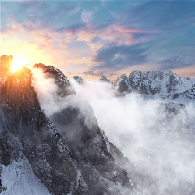 1024x1024 sunrise in the dolomites 5k - mountains iPad Wallpaper