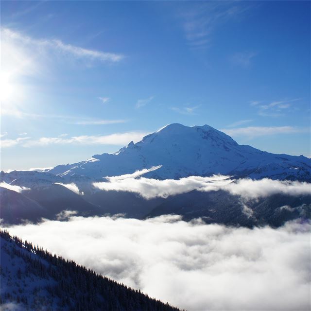 1024x1024 crystal snow mountains landscape 5k - mountains iPad Wallpaper
