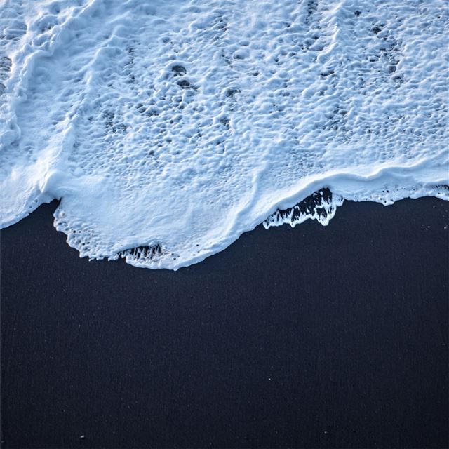 1024x1024 sea foam black sand 4k - black iPad Wallpaper