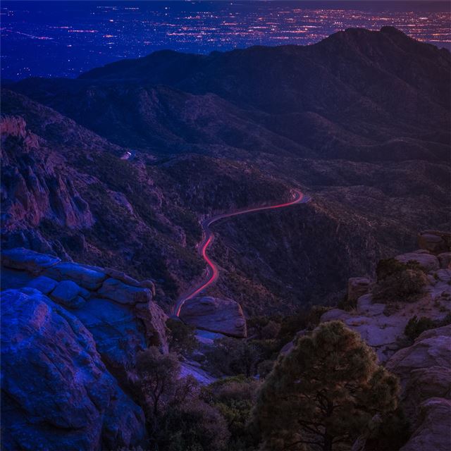 1024x1024 trail road long exposure 4k - road iPad Wallpaper