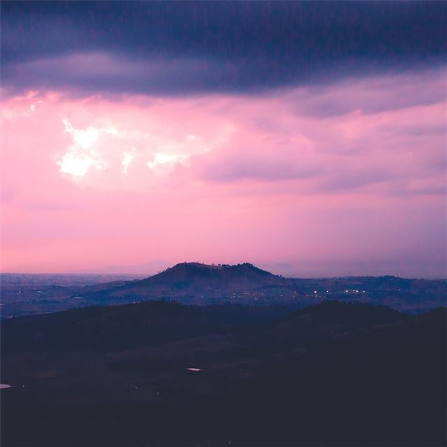 1024x1024 pink sky cloud mountain 5k - 5k iPad Wallpaper