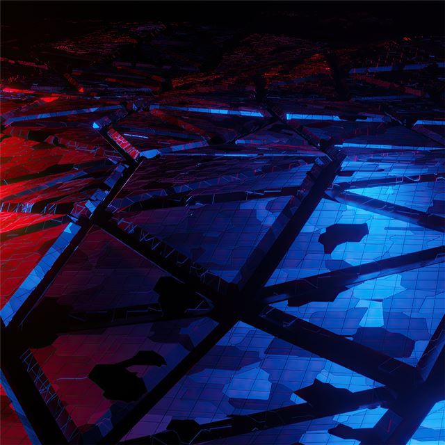 1024x1024 red and blue broken abstract 4k - artwork iPad Wallpaper