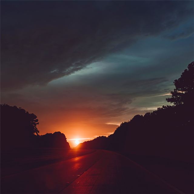 1024x1024 highway sunset 5k - highway iPad Wallpaper