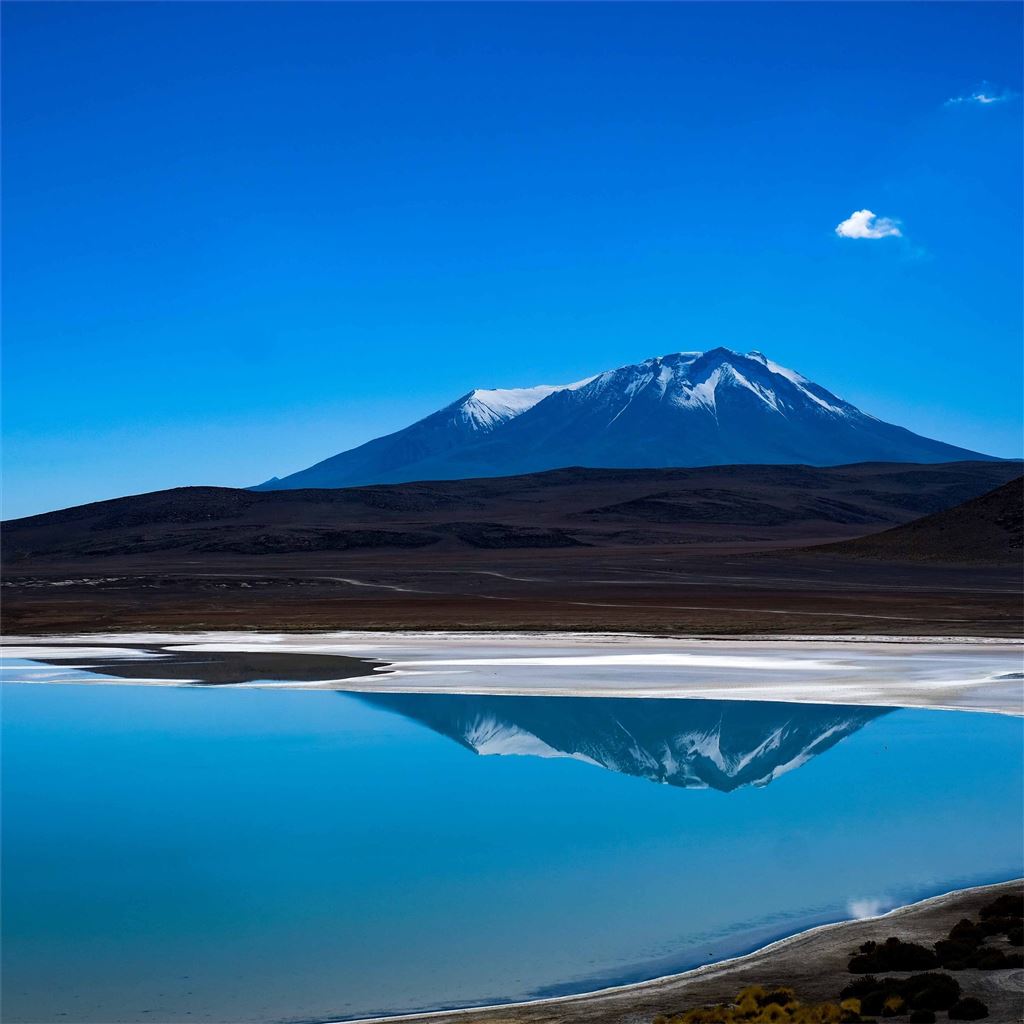 blue lake landscape reflection 5k iPad Wallpapers Free Download
