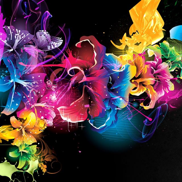 1024x1024 Beautiful Fractal Flowers - light iPad Wallpaper