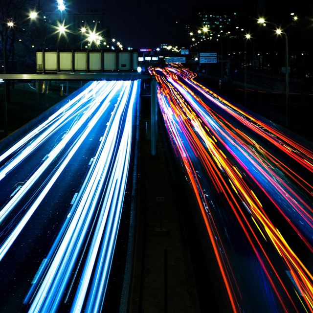 1024x1024 Highway Lights - orange iPad Wallpaper