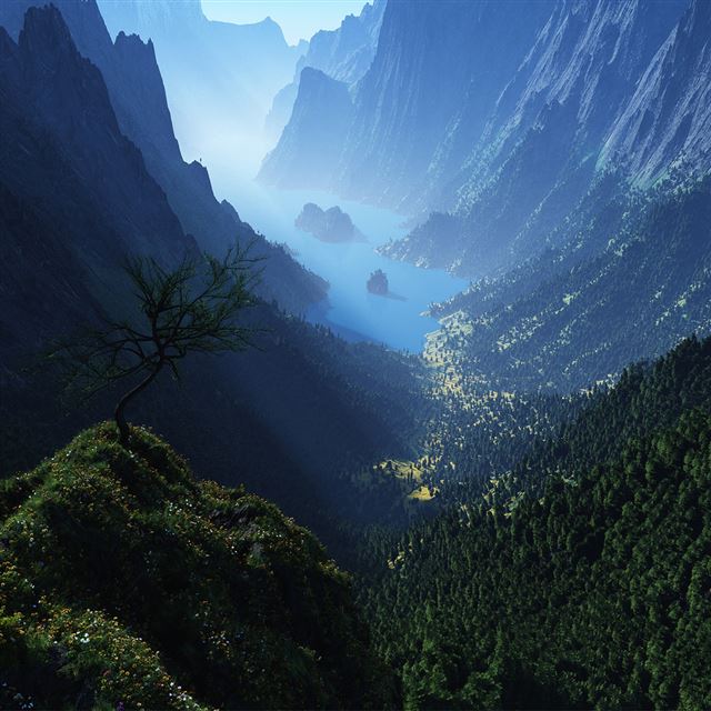 1024x1024 Green Mountains -  iPad Wallpaper