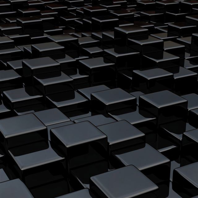 1024x1024 Black Cubes 3D - aesthetic iPad Wallpaper