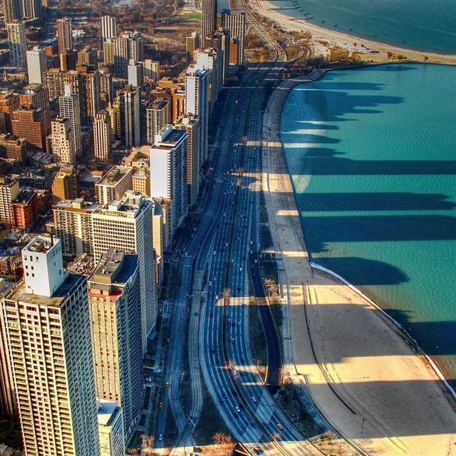 1024x1024 Chicago Beach - road iPad Wallpaper