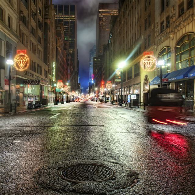 1024x1024 Street night - street iPad Wallpaper
