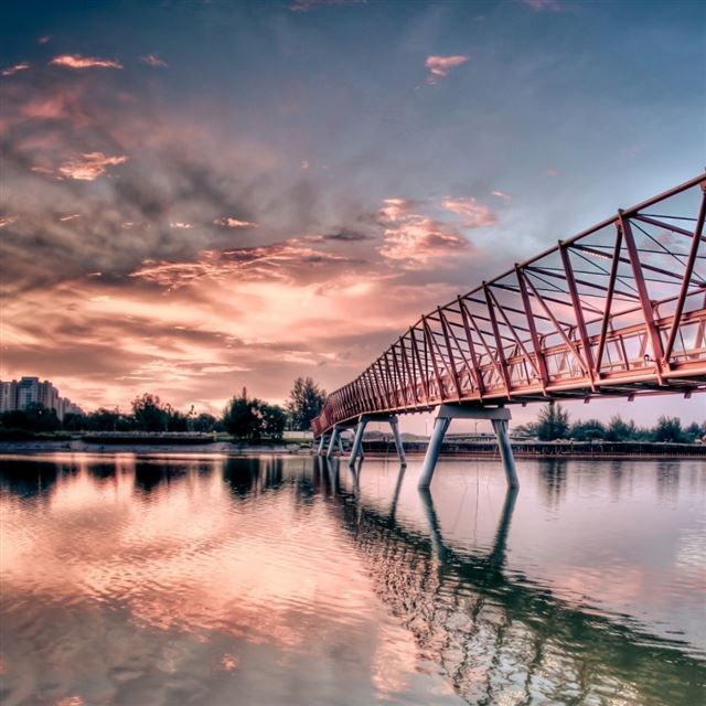 1024x1024 Metal Bridge - tree iPad Wallpaper