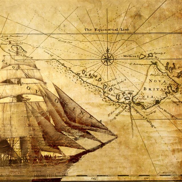 1024x1024 Old Map 2 - ship iPad Wallpaper