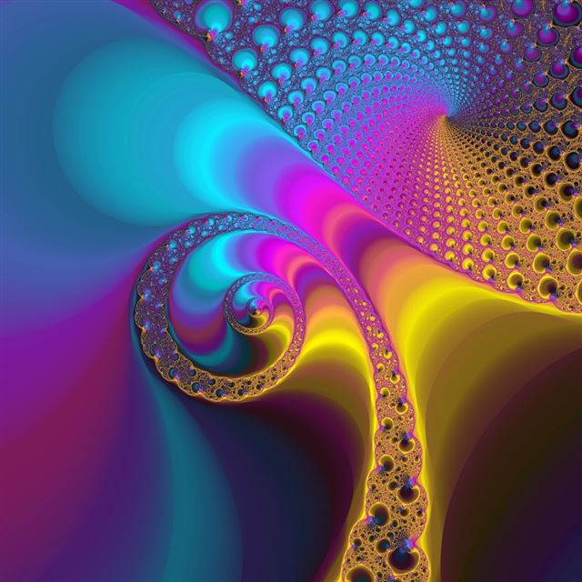 1024x1024 Peacock Fractal - circle iPad Wallpaper
