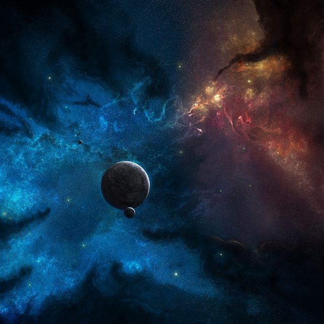 1024x1024 Space World Corner - orange iPad Wallpaper