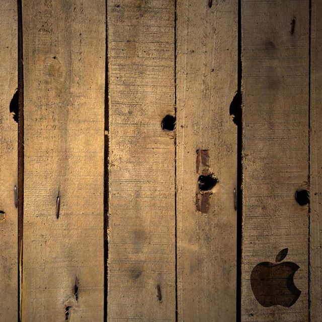 1024x1024 Wood and apple logo - apple iPad Wallpaper