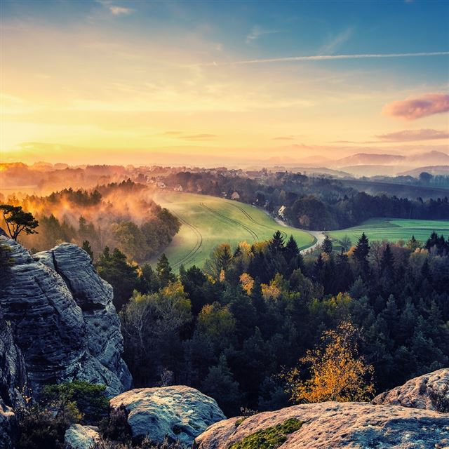 1024x1024 Lovely Hdr Landscape - tree iPad Wallpaper
