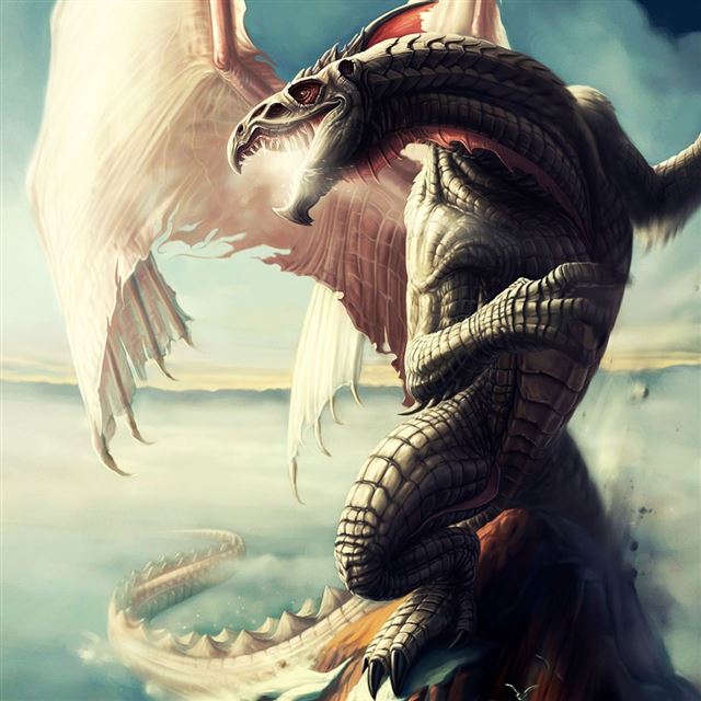 1024x1024 Dragon - green iPad Wallpaper