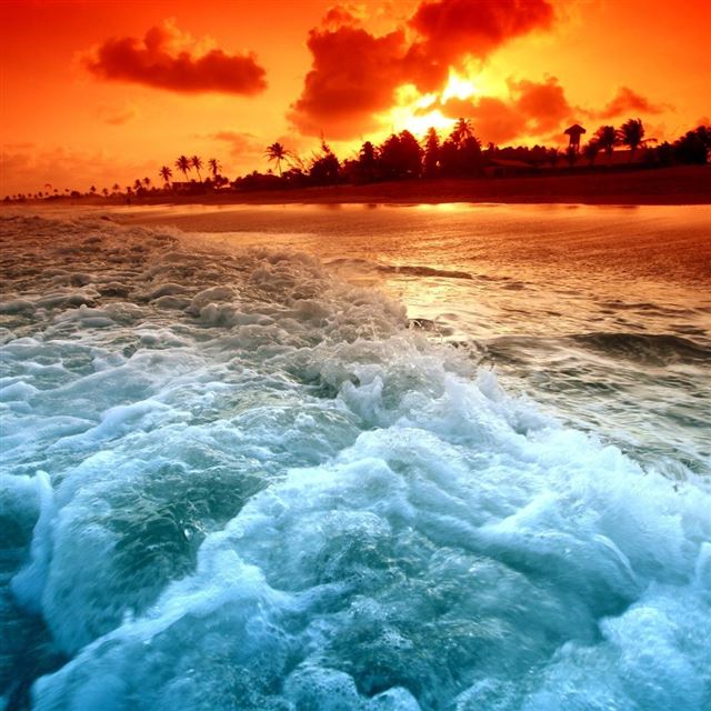 1024x1024 Burning Shore - ocean iPad Wallpaper