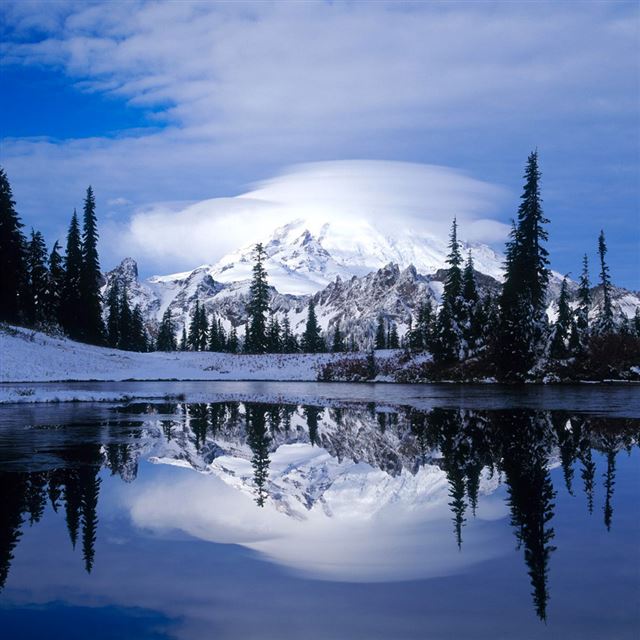1024x1024 Winter Scenery - cyan iPad Wallpaper