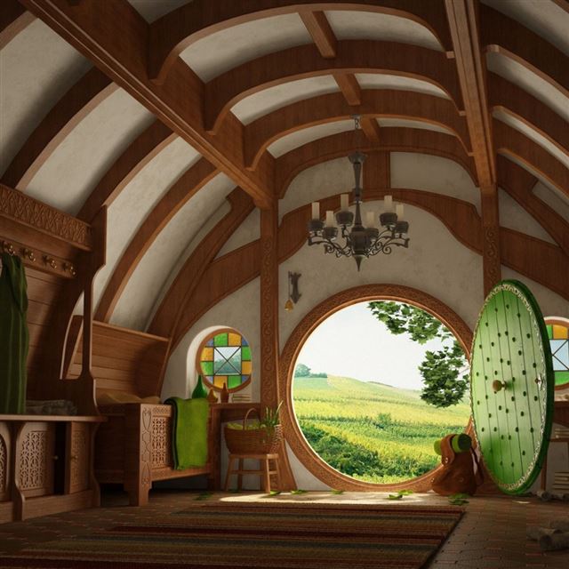 1024x1024 Hobbits House - green iPad Wallpaper