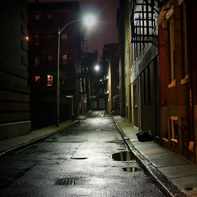 1024x1024 Dark Alley - green iPad Wallpaper