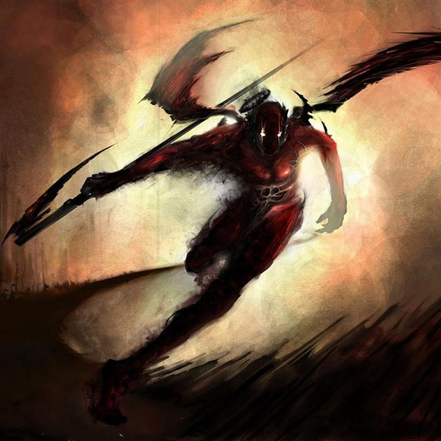 1024x1024 Evil Flying Demon - black iPad Wallpaper