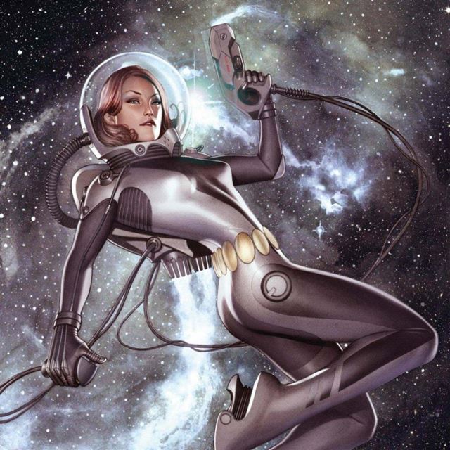 1024x1024 Space Girl - outer iPad Wallpaper