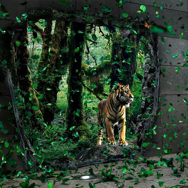 1024x1024 Brave Tigre Apparition - tree iPad Wallpaper