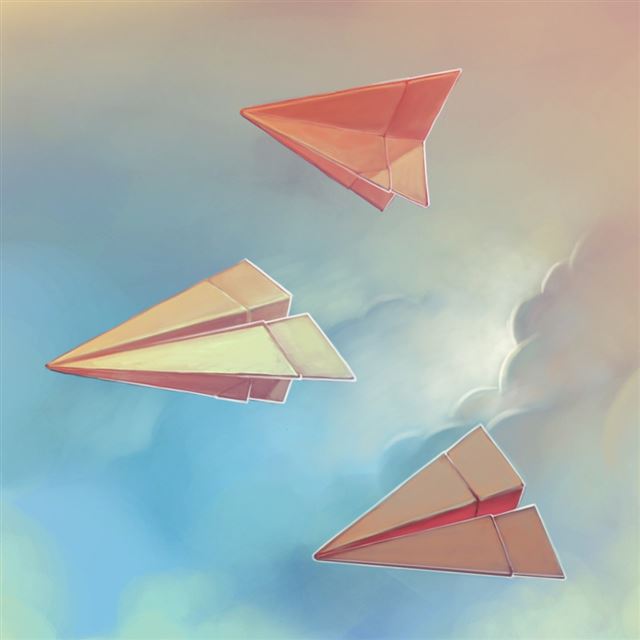 1024x1024 Paper Planes - orange iPad Wallpaper