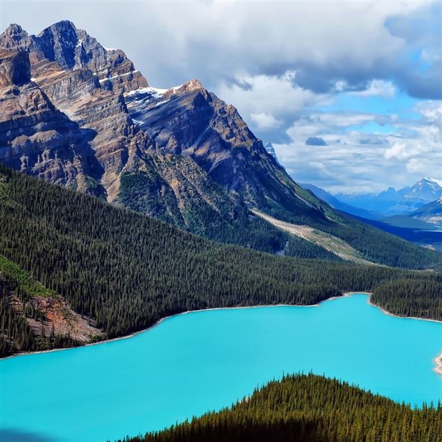 1024x1024 Canada Blue Lake - tree iPad Wallpaper
