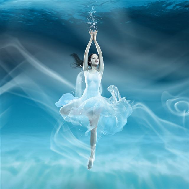1024x1024 Underwater Ballet - cyan iPad Wallpaper