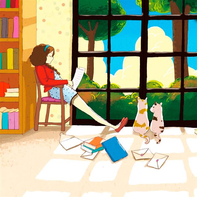 1024x1024 Reading under the sun - window iPad Wallpaper